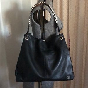 Vince Camuto Large Black Leather Hobo Shoulder Bag